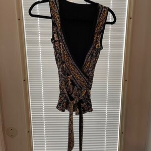 White House Black Market Black and Brown Wrap Tank Top reversible